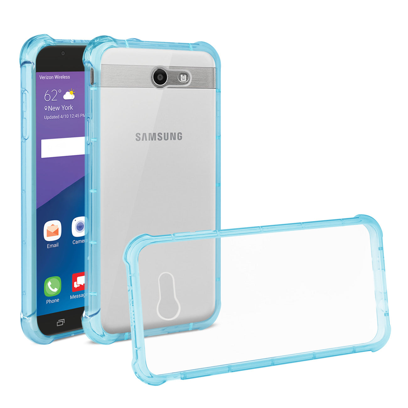 Case Bumper Air Cushion Protection Samsung Galaxy J7 V (2017) Clear Navy Color