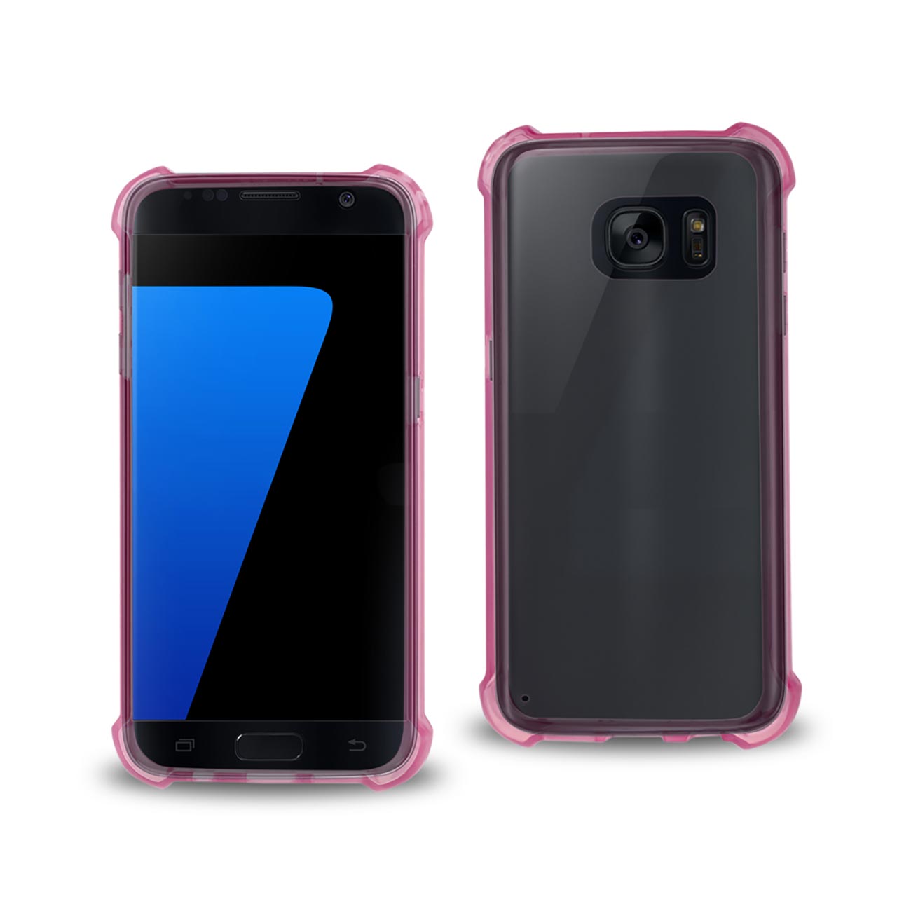 Samsung Galaxy S7 Clear Bumper Case With Air Cushion Protection In Clear Hot Pink