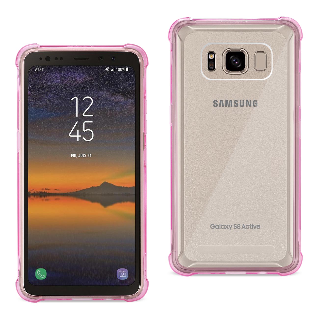 Case Bumper Air Cushion Protection Samsung Galaxy S8 Active Clear Hot Pink Color