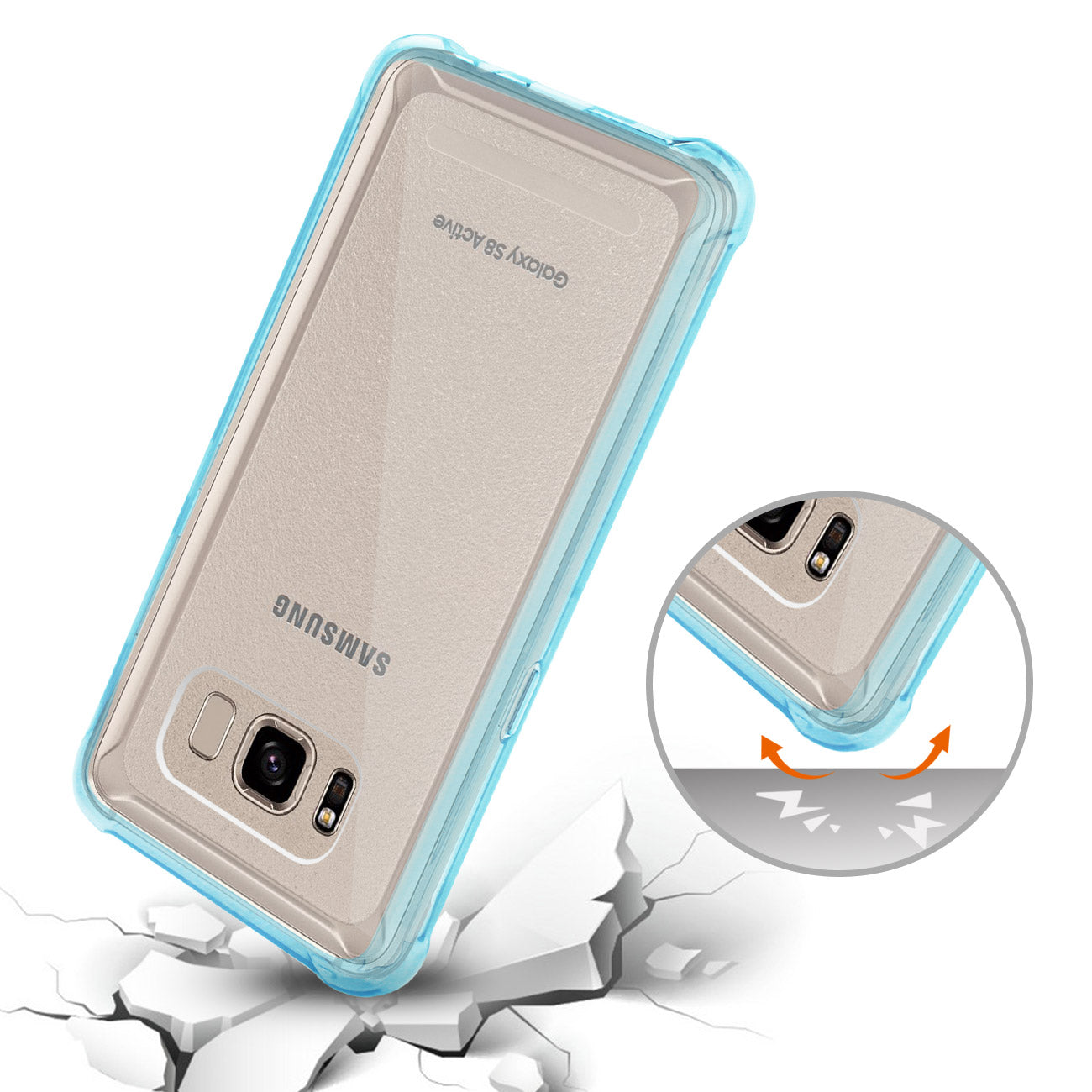 Case Bumper Air Cushion Protection Samsung Galaxy S8 Active Clear Navy Color