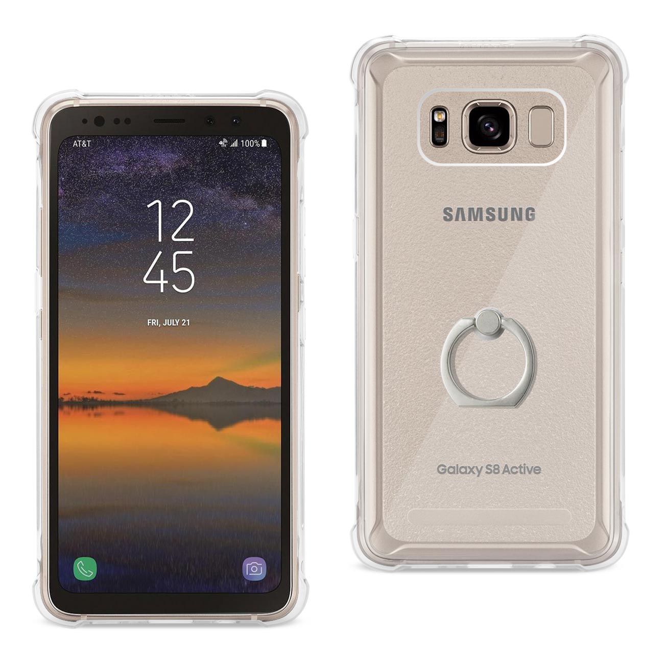 Case Bumper Air Cushion Protector Ring Holder Samsung Galaxy S8 Active Clear