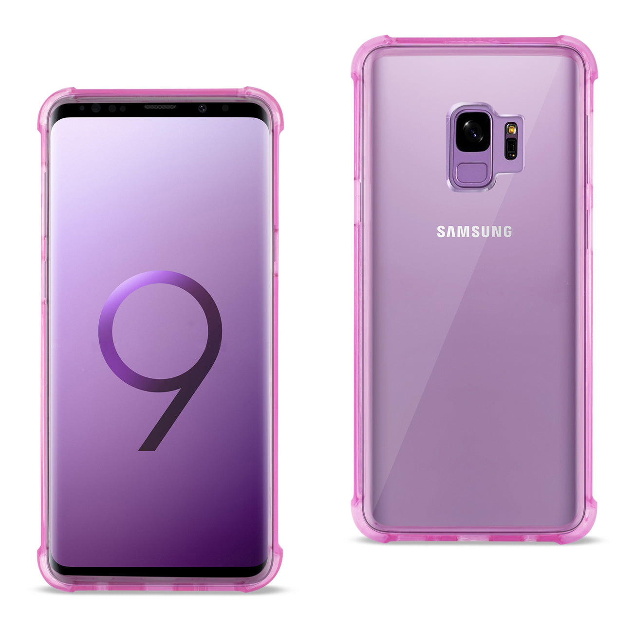 Case Bumper Clear With Air Cushion Protection Samsung Galaxy S9 Clear Hot Pink Color