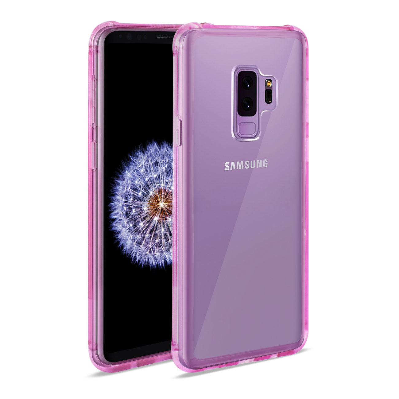 Samsung Galaxy S9 Plus Clear Bumper Case With Air Cushion Protection In Clear Hot Pink