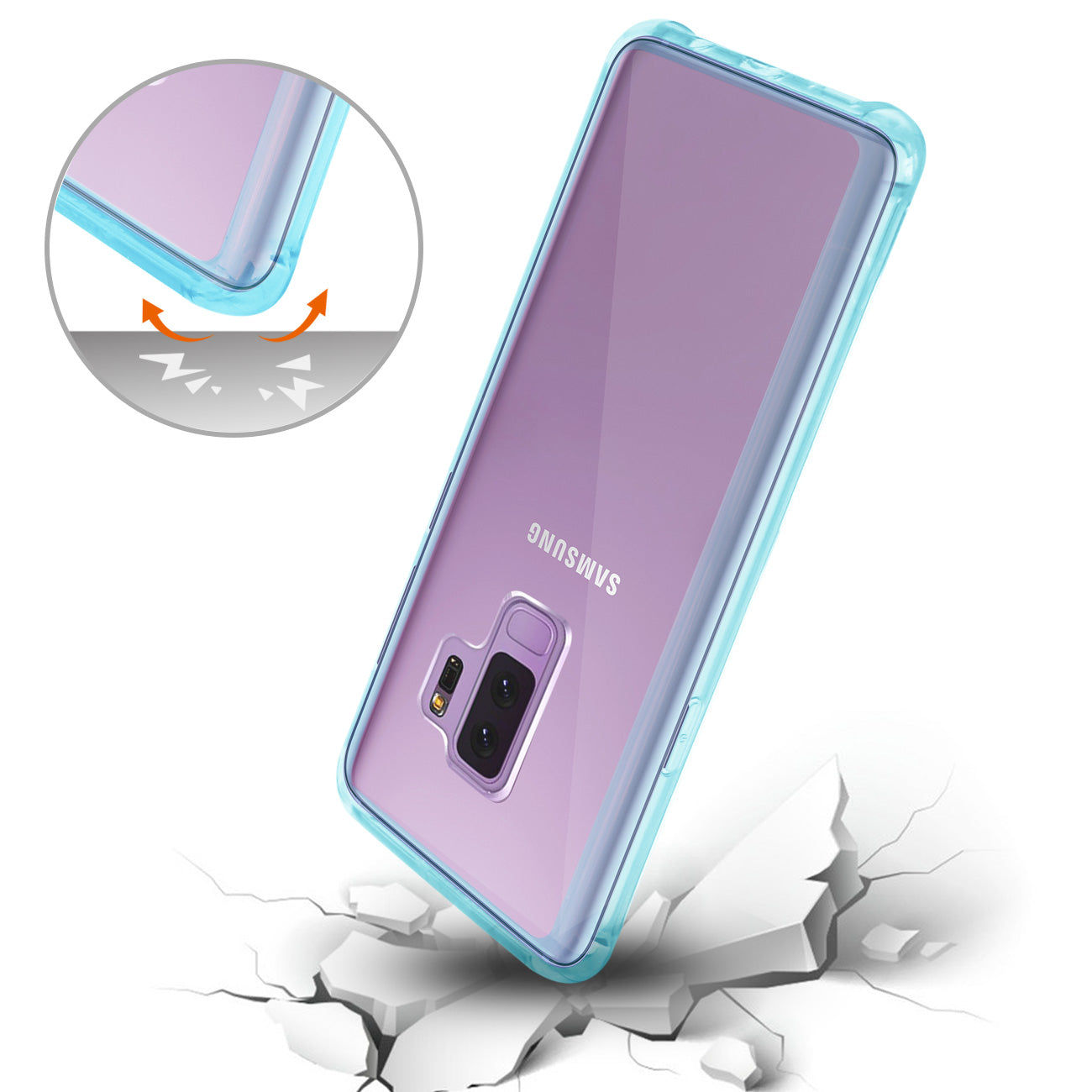 Samsung Galaxy S9 Plus Clear Bumper Case With Air Cushion Protection In Clear Navy