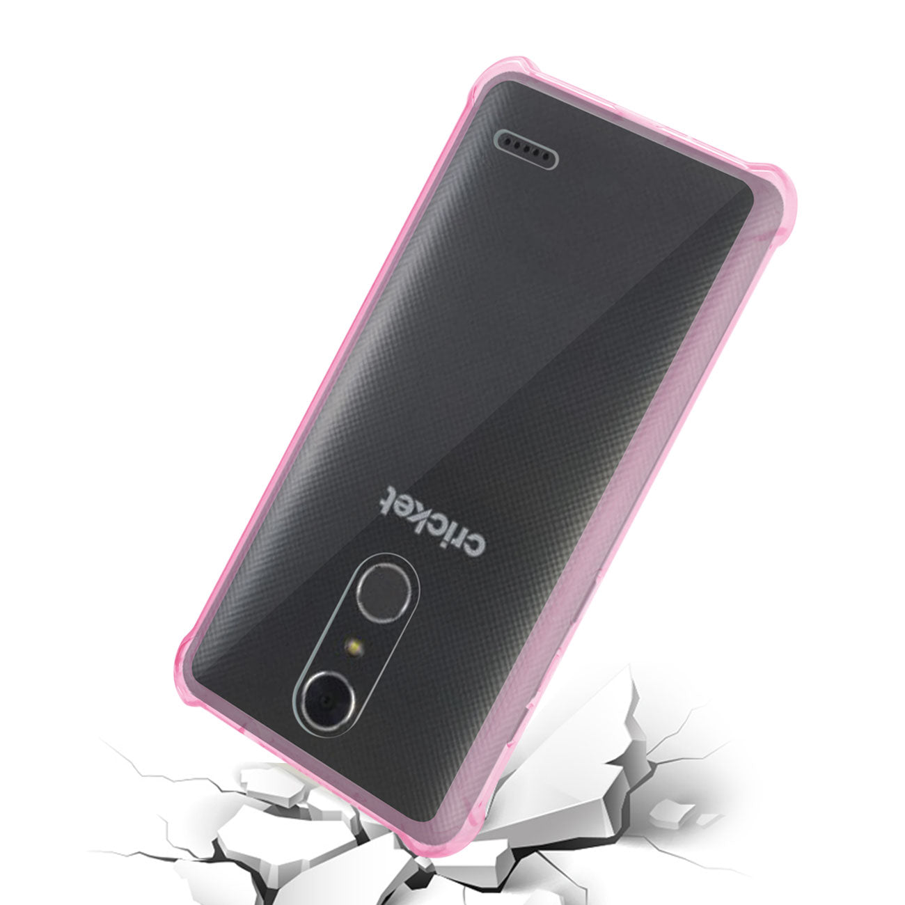 Zte Grand X4 Clear Bumper Case With Air Cushion Protection In Clear Hot Pink