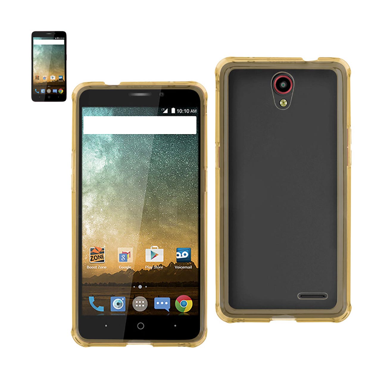 Case Clear Bumper With Air Cushion Protection ZTE Prestige Clear Gold Color