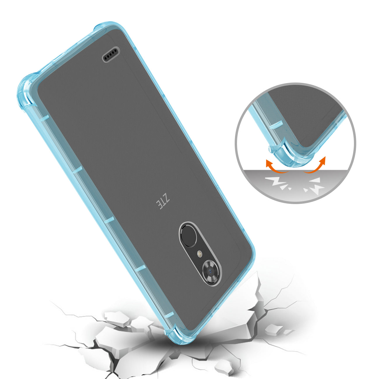 Case Clear Bumper Air Cushion Protection ZTE Max Xl/ N9560 Clear Navy Color