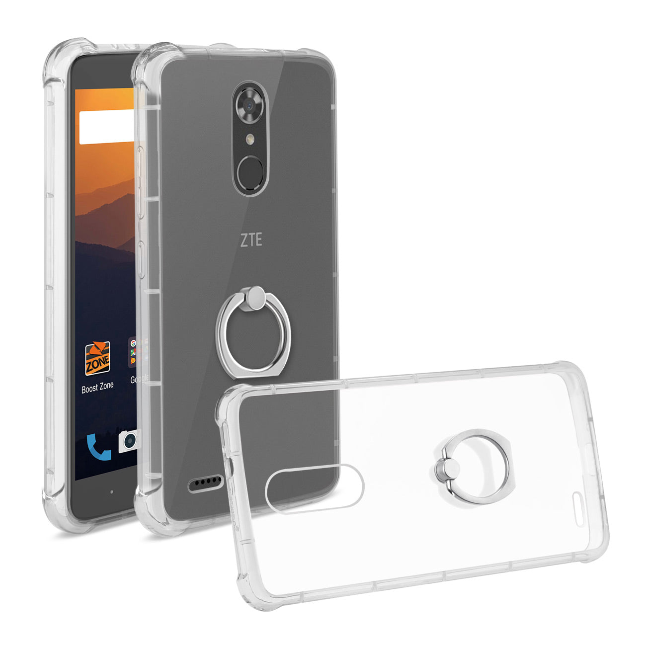 Case Bumper Air Cushion Protector Ring Holder ZTE Max Xl/ N9560 Transparent