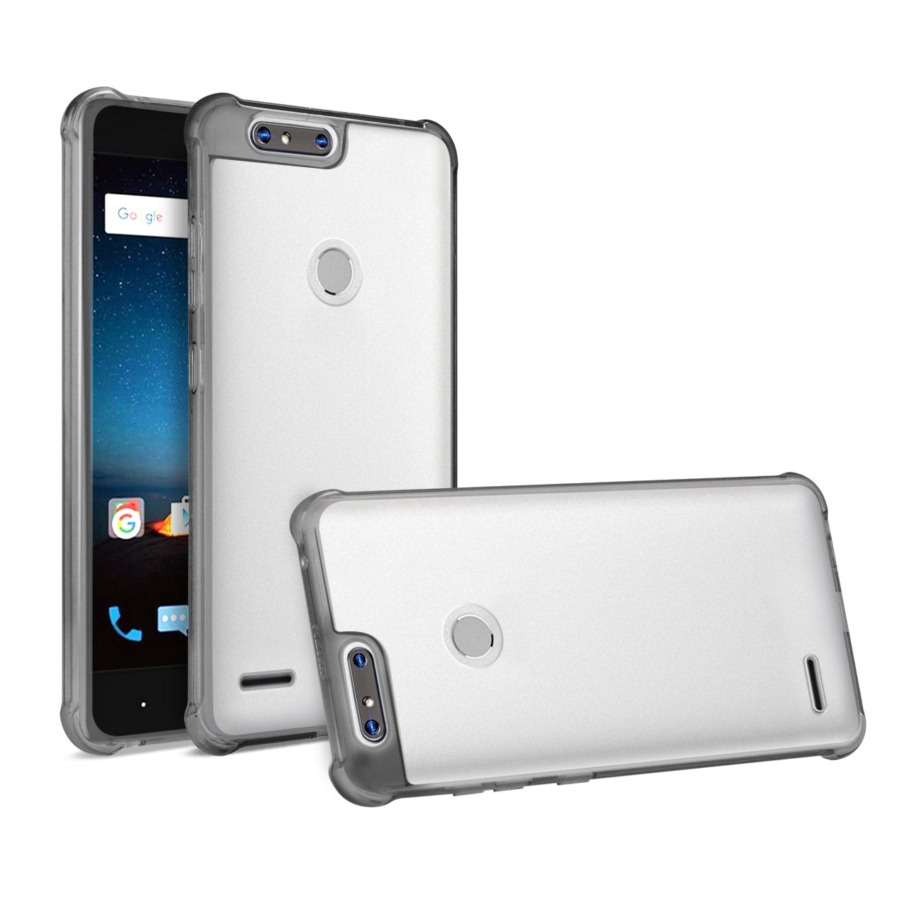 Zte  Sequoia Clear Bumper Case With Air Cushion Protection In Clear Black