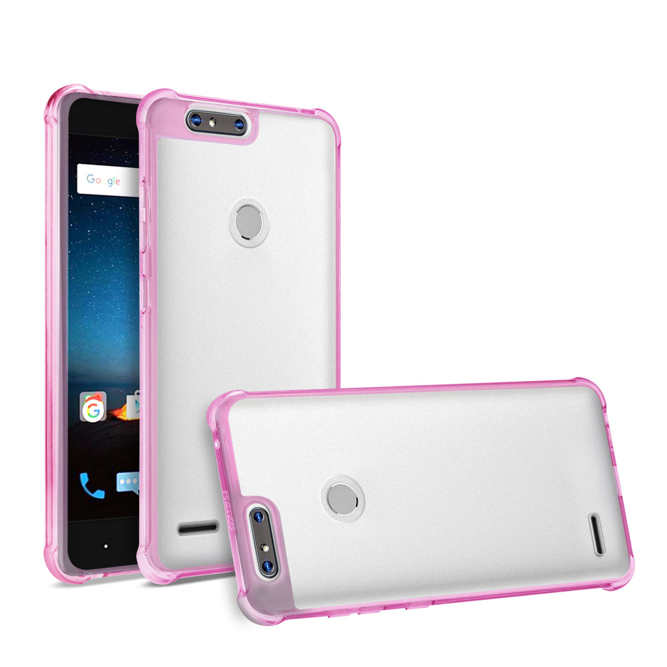 Zte  Sequoia Clear Bumper Case With Air Cushion Protection In Clear Hot Pink
