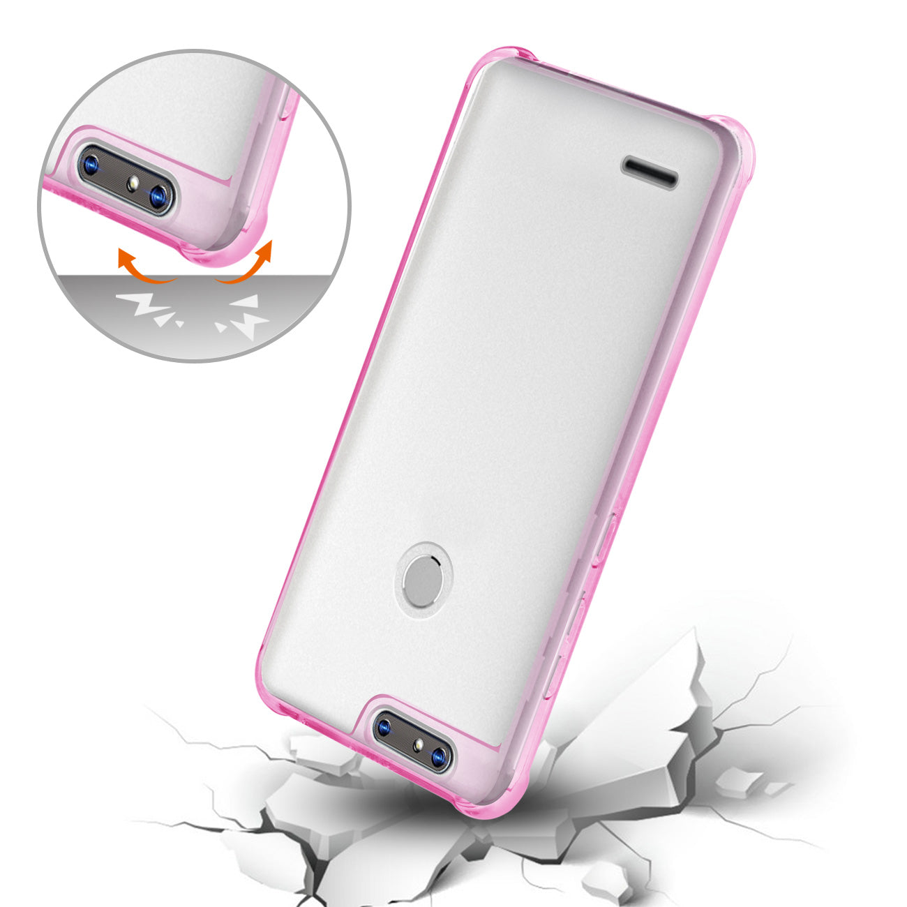 Zte  Sequoia Clear Bumper Case With Air Cushion Protection In Clear Hot Pink