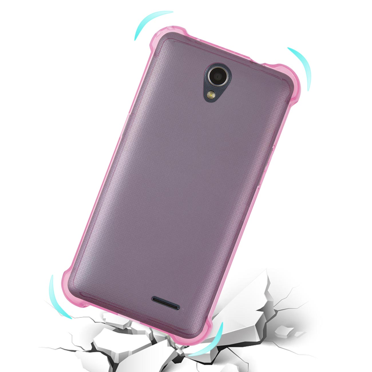 Case Bumper Clear Air Cushion Protection ZTE Maven 2/ Chapel (Z831) Clear Hot Pink Color
