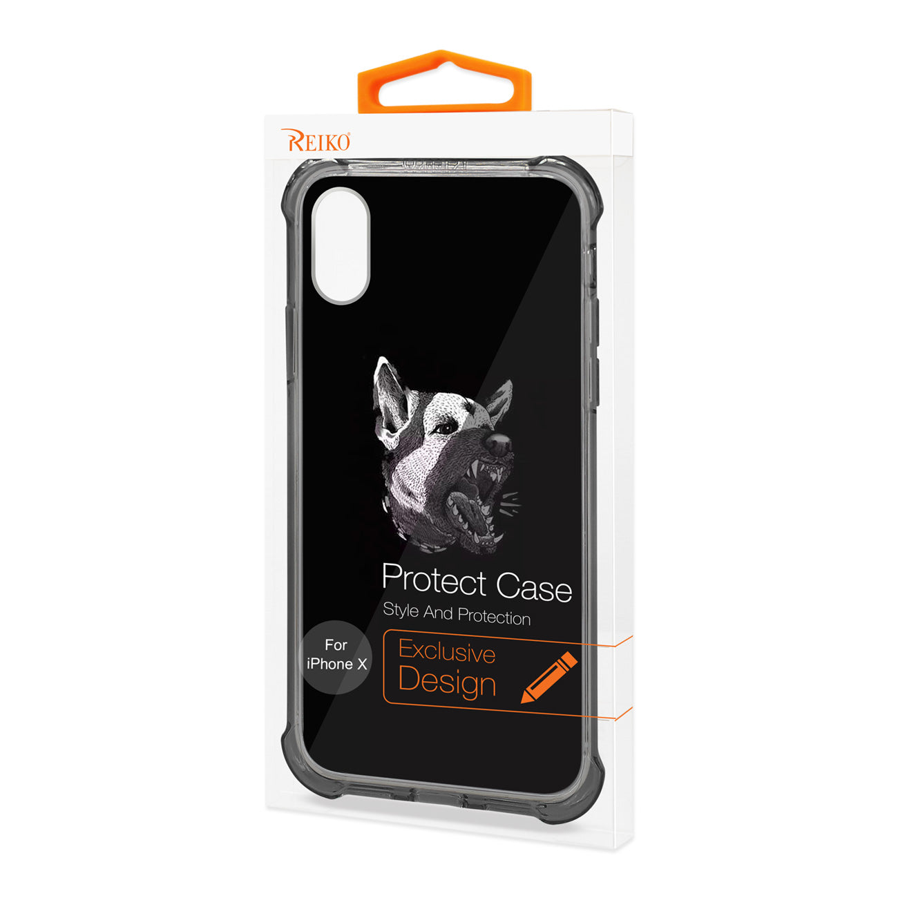 iPhone X/iPhone XS Roaring Wolf Design Air Cushion Case In Black