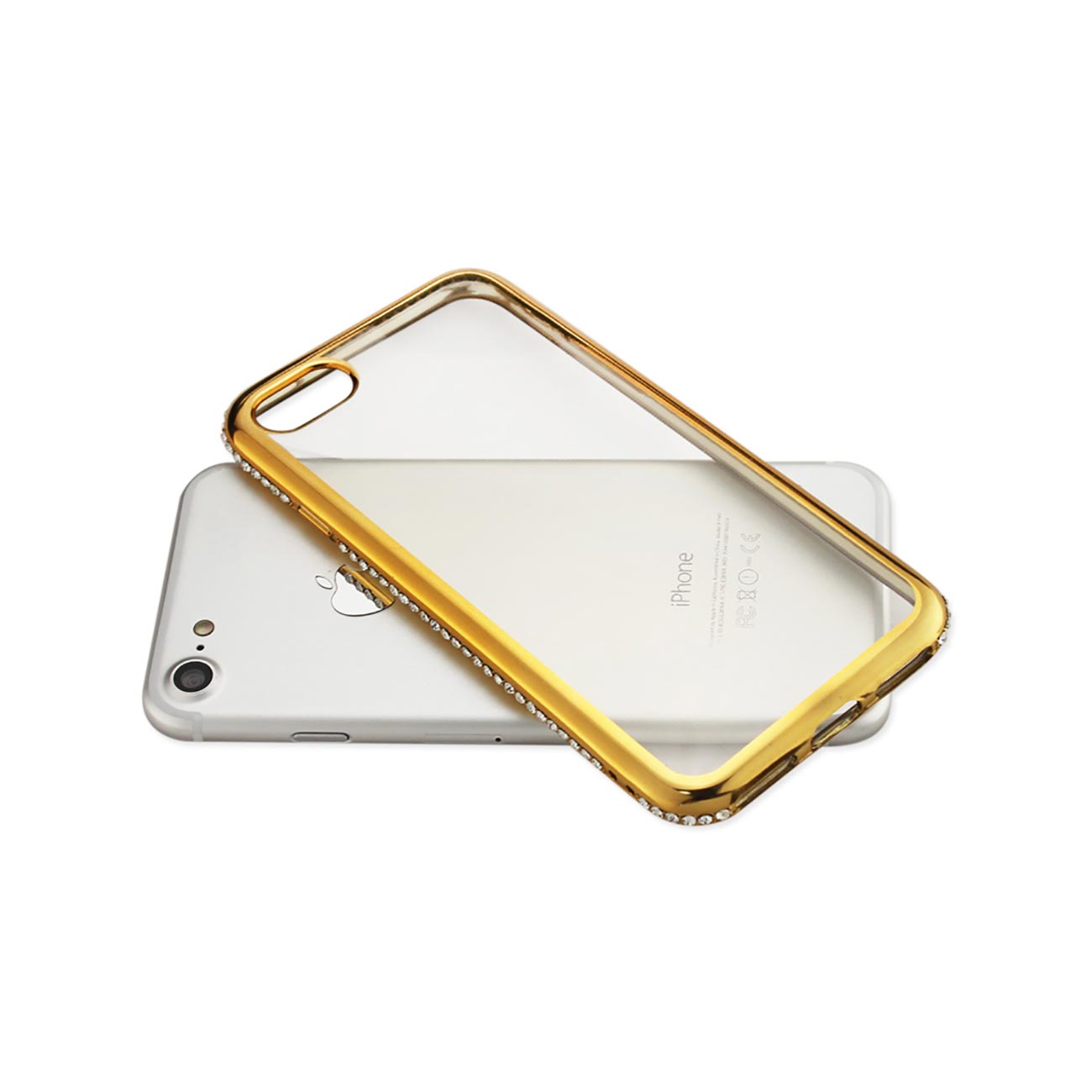 iPhone 7/8/SE2 Soft TPU Slim Clear Case With Diamond Frames In Gold