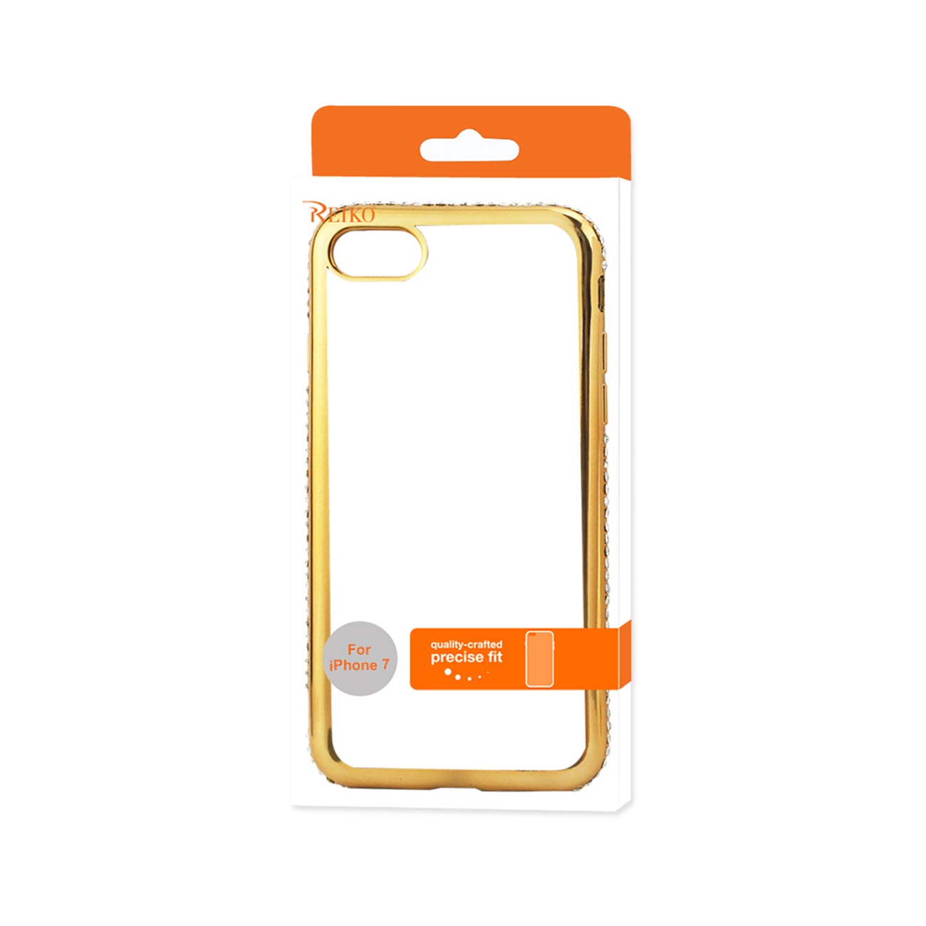iPhone 7/8/SE2 Soft TPU Slim Clear Case With Diamond Frames In Gold
