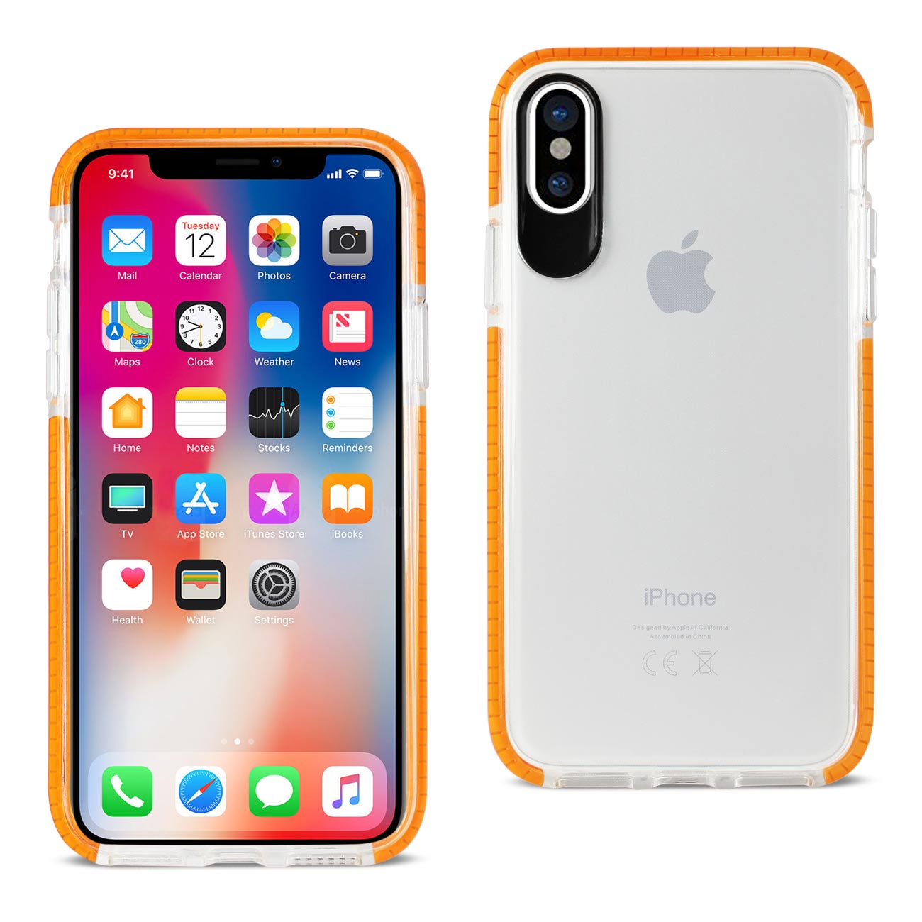 Case TPU Soft Transparent iPhone X/ iPhone XS Clear Orange Color