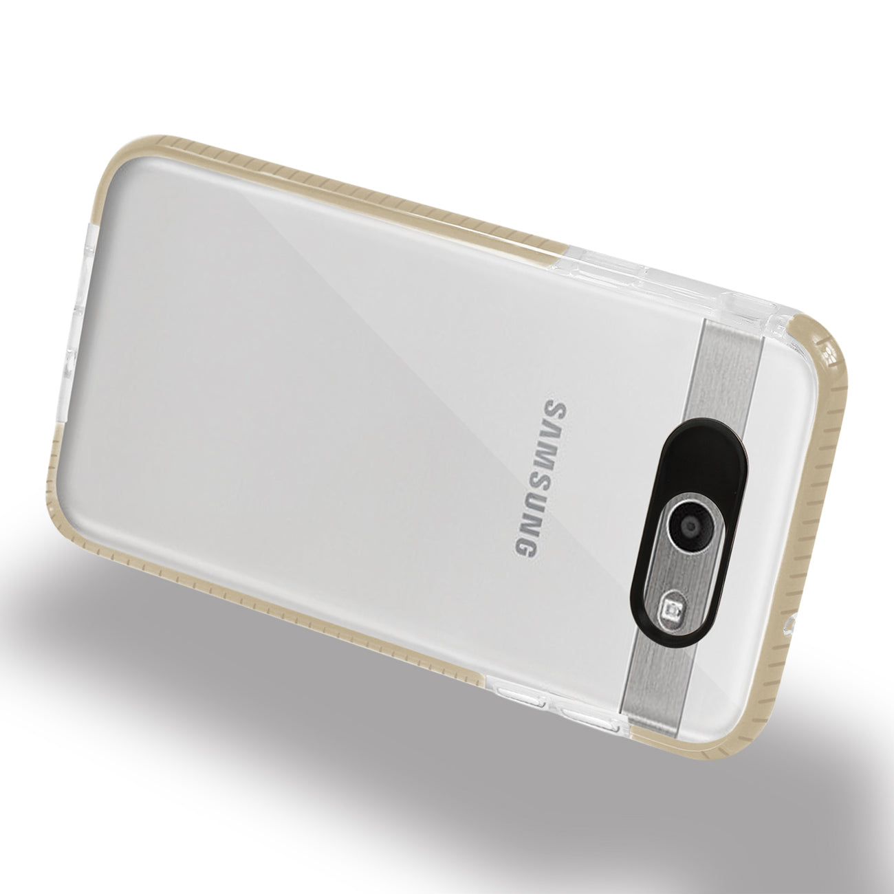 Case TPU Soft Transparent Samsung Galaxy J7 V 2017 Clear Gold Color
