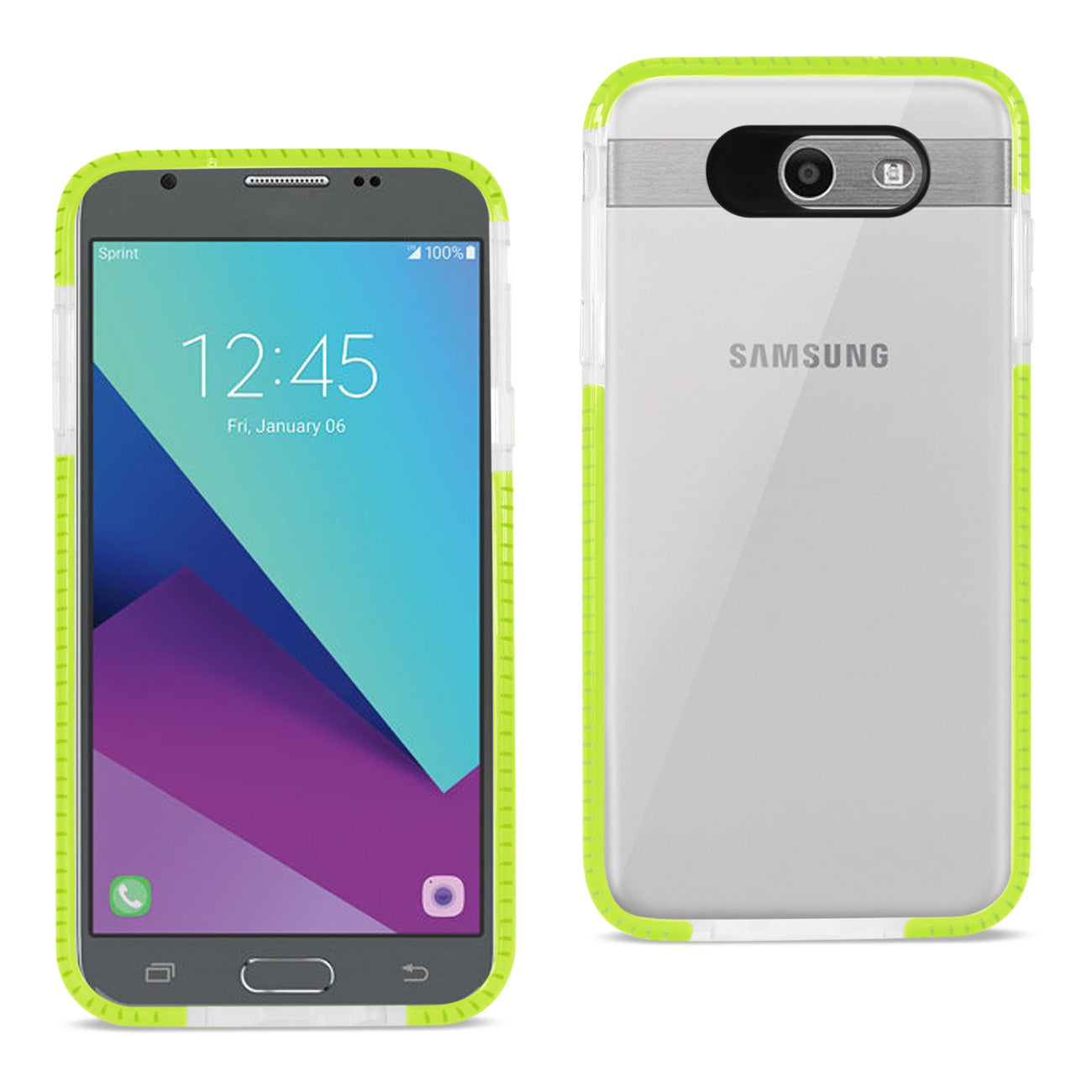 Case TPU Soft Transparent Samsung Galaxy J7 V 2017 Clear Green Color