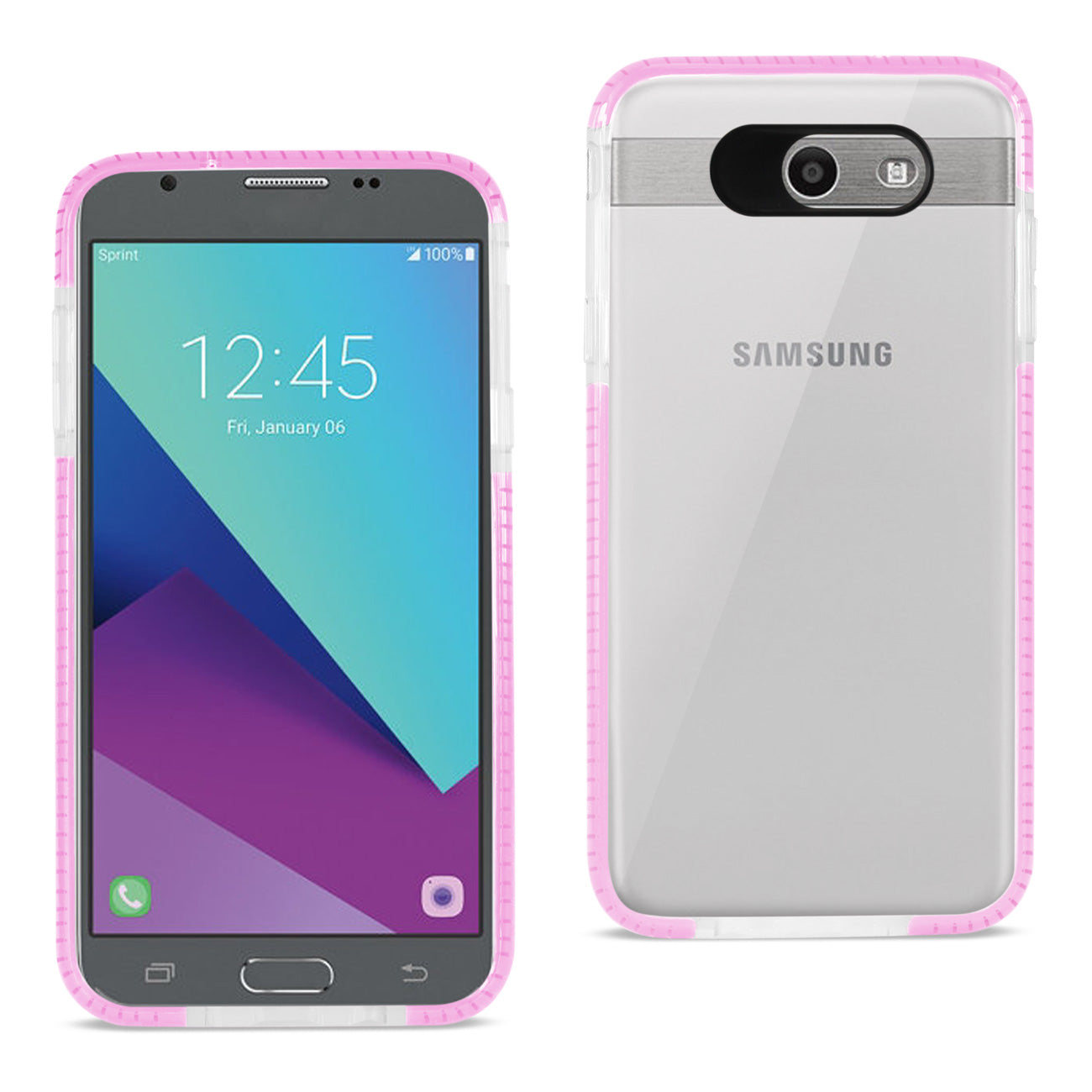 Samsung Galaxy J7 V (2017) Soft Transparent TPU Case In Clear Pink