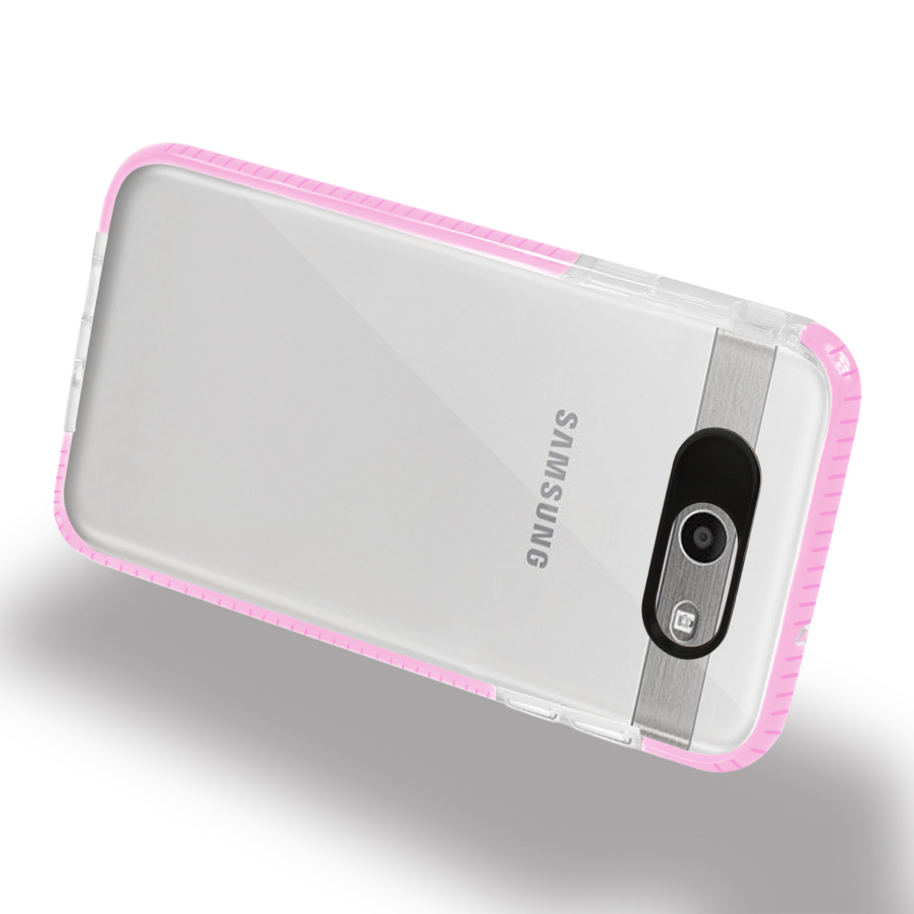Samsung Galaxy J7 V (2017) Soft Transparent TPU Case In Clear Pink