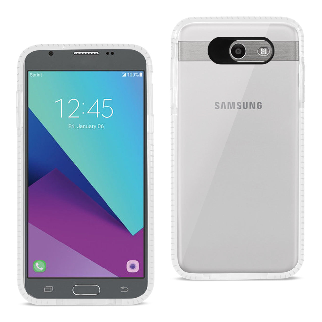 Samsung Galaxy J7 V (2017) Soft Transparent TPU Case In Clear White