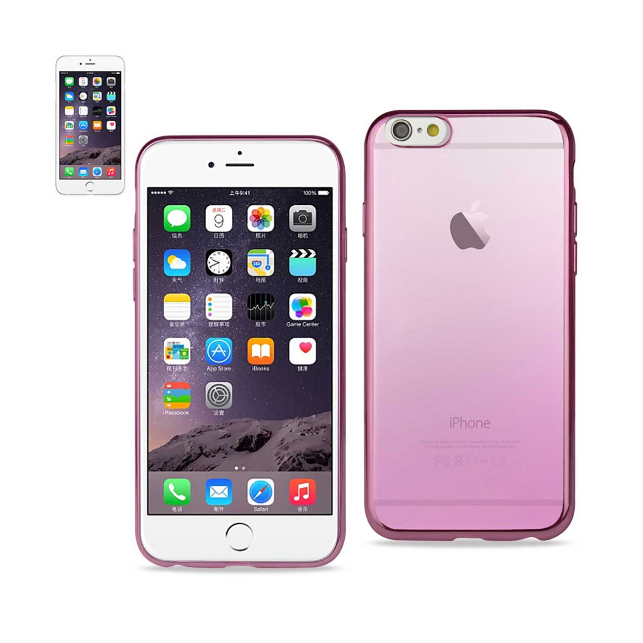 iPhone 6 Plus Frame Gradient Clear Glitter Case In Pink