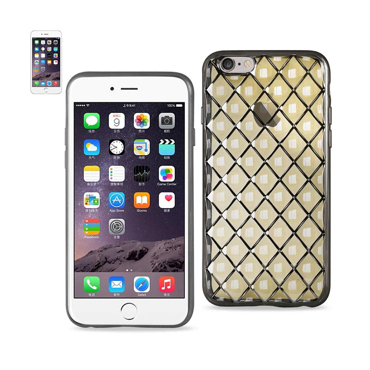 iPhone 6S Plus Flexible 3D Rhombus Pattern TPU Case With Shiny Frame In Clear