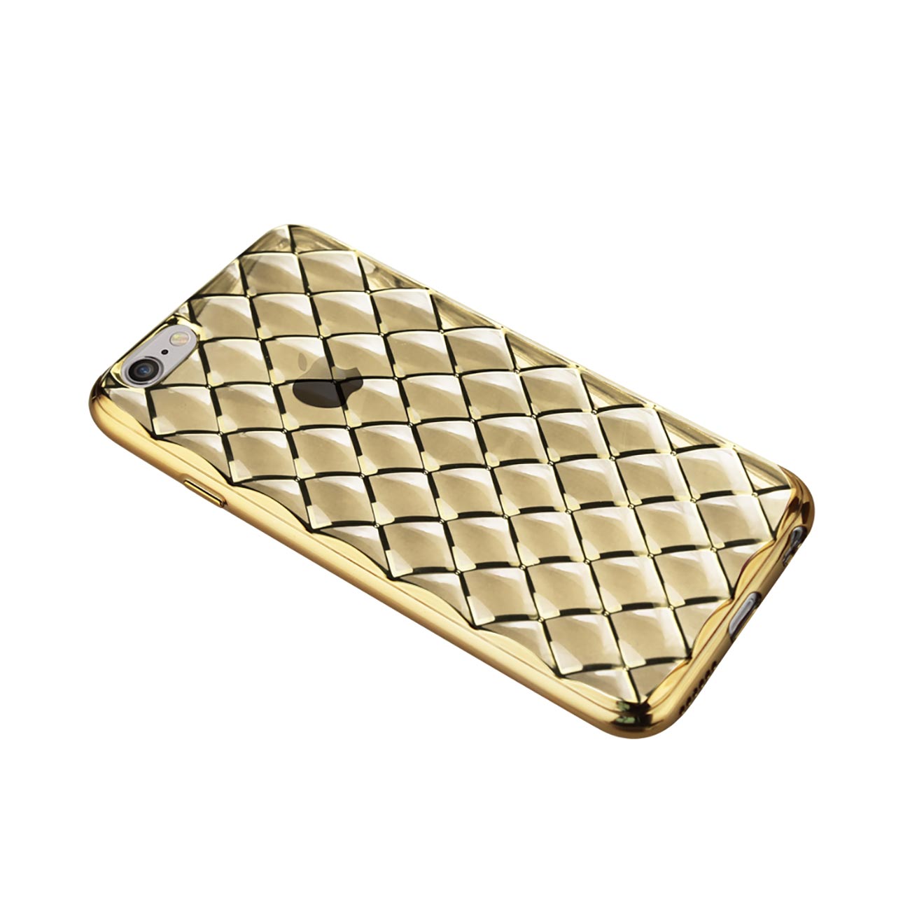 iPhone 6S Plus Flexible 3D Rhombus Pattern TPU Case With Shiny Frame In Gold