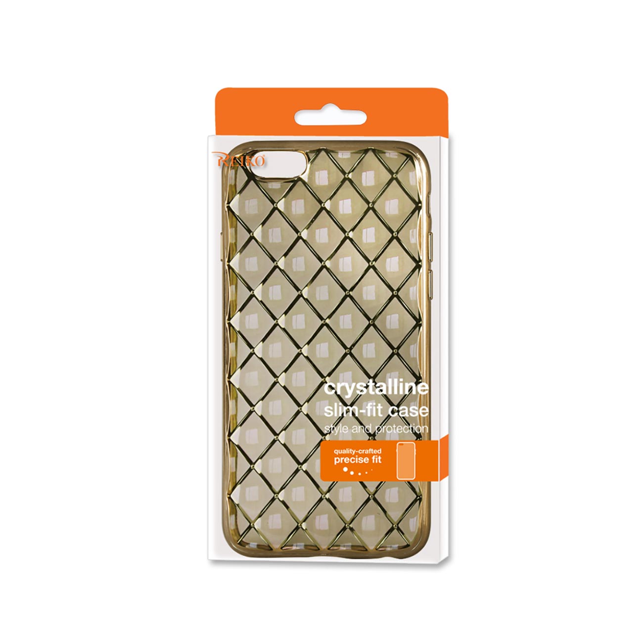 iPhone 6S Plus Flexible 3D Rhombus Pattern TPU Case With Shiny Frame In Gold