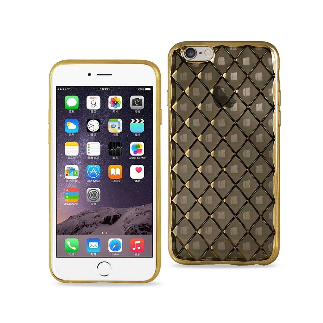 iPhone 6S Flexible 3D Rhombus Pattern TPU Case With Shiny Frame In Black