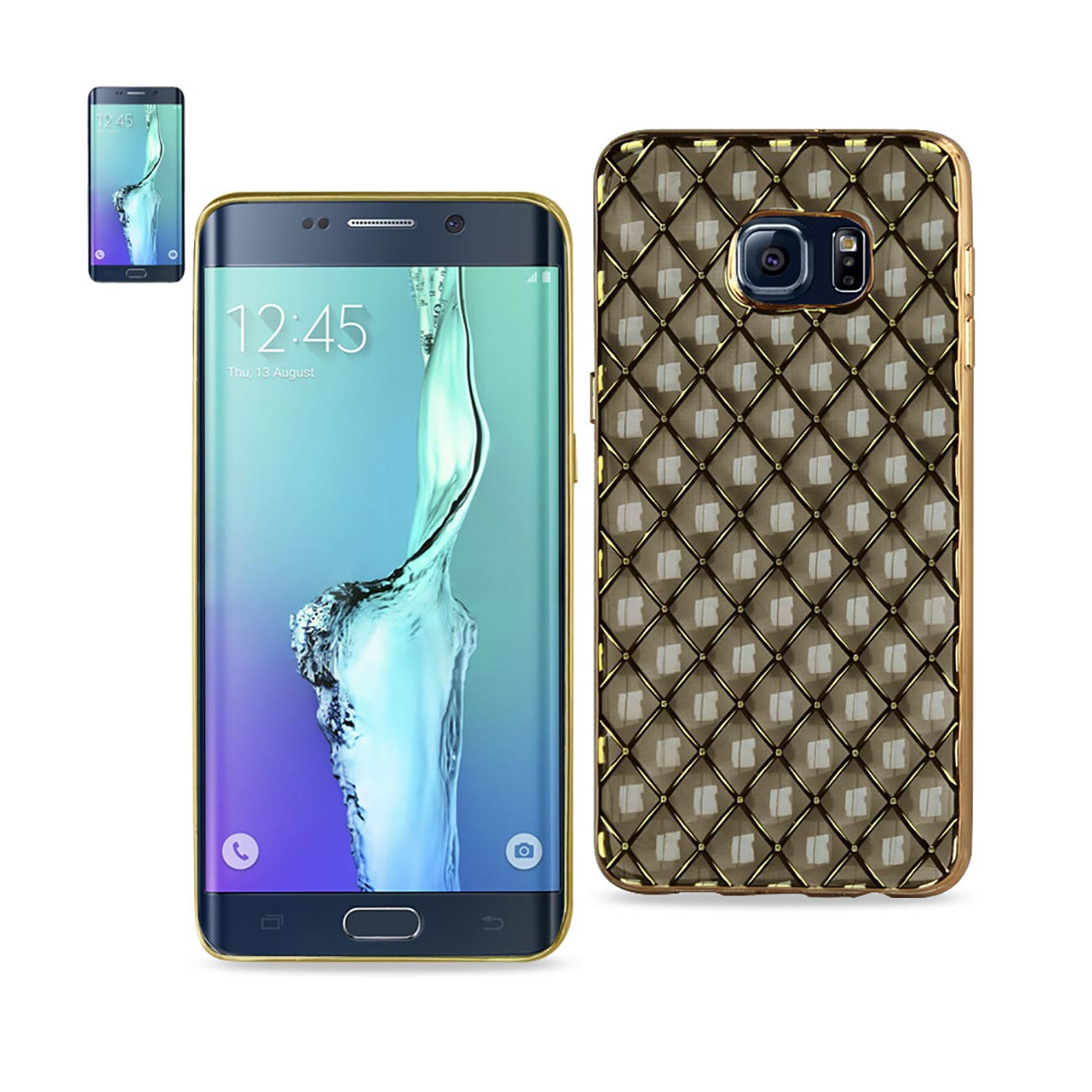 Samsung Galaxy S6 Edge Plus Flexible 3D Rhombus Pattern TPU Case With Shiny Frame In Black