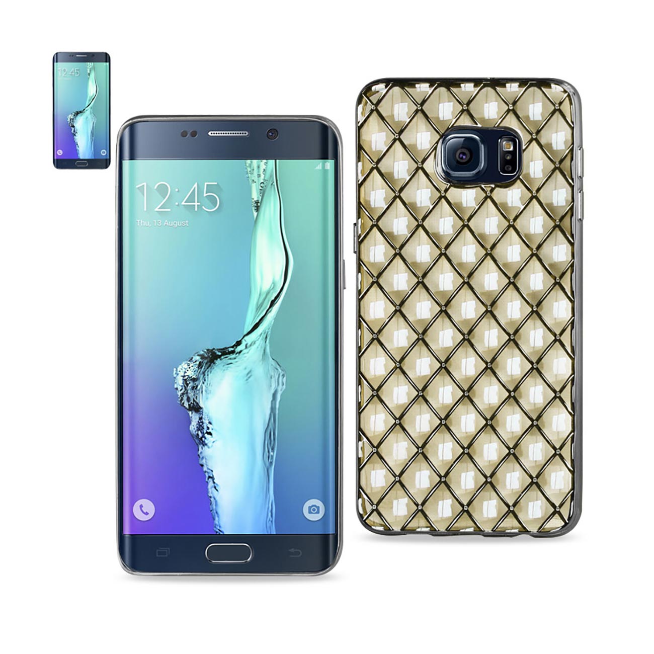 Samsung Galaxy S6 Edge Plus Flexible 3D Rhombus Pattern TPU Case With Shiny Frame In Clear