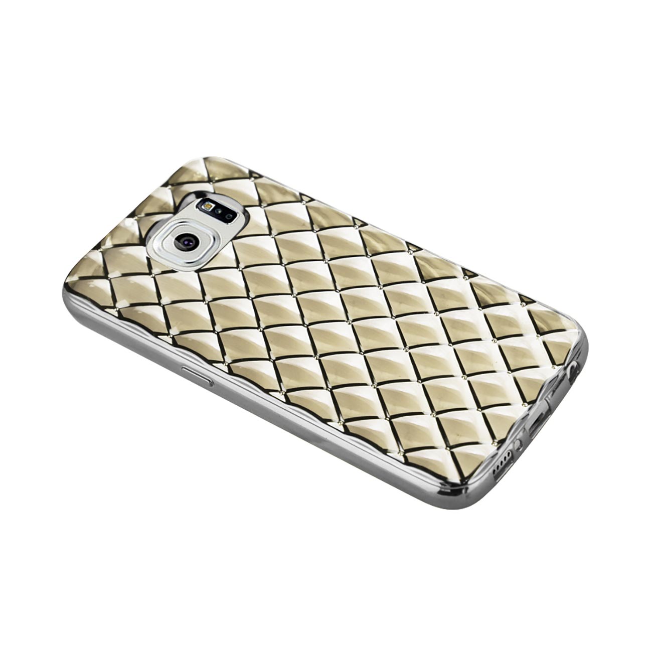 Samsung Galaxy S6 Flexible 3D Rhombus Pattern TPU Case With Shiny Frame In Clear