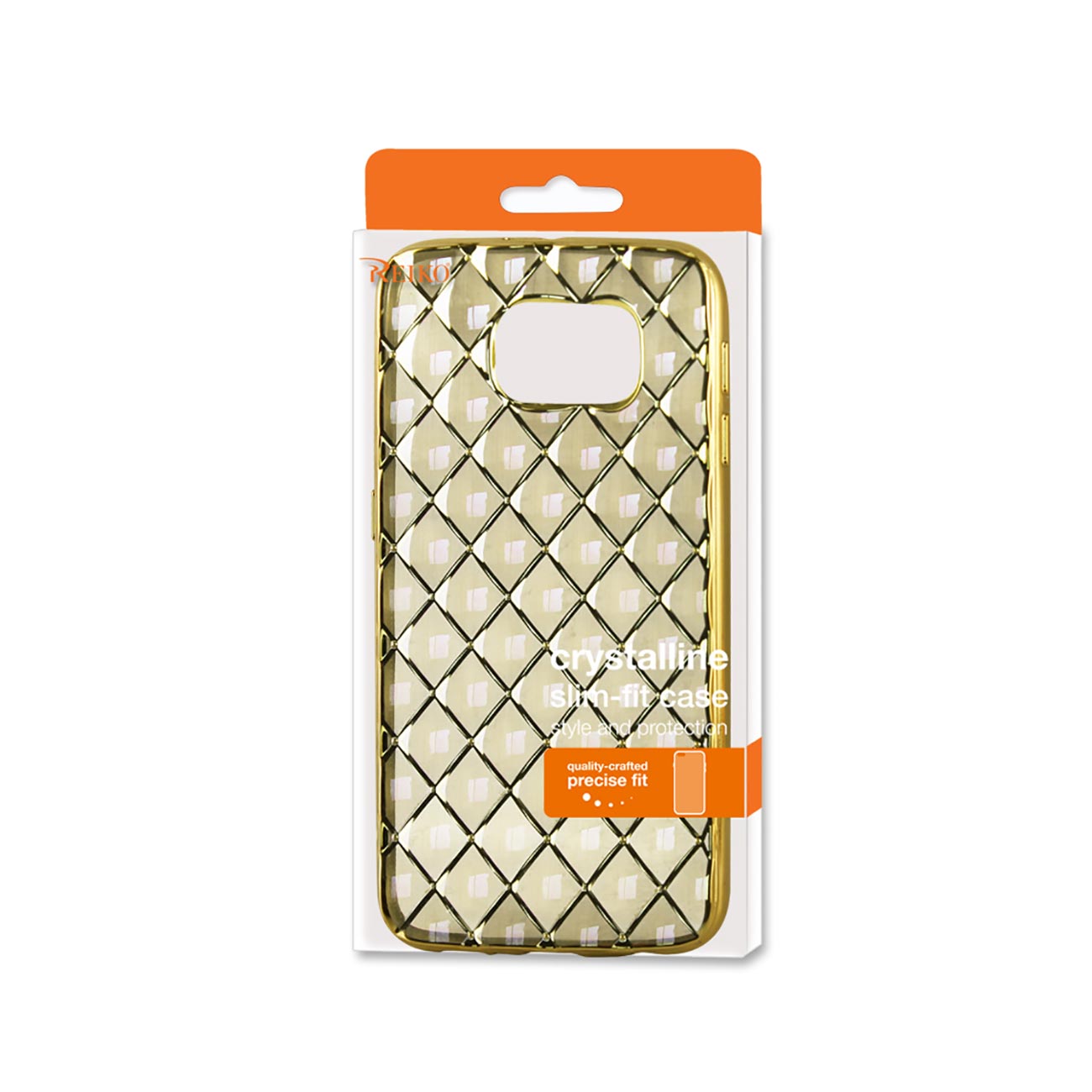 Samsung Galaxy S6 Flexible 3D Rhombus Pattern TPU Case With Shiny Frame In Gold