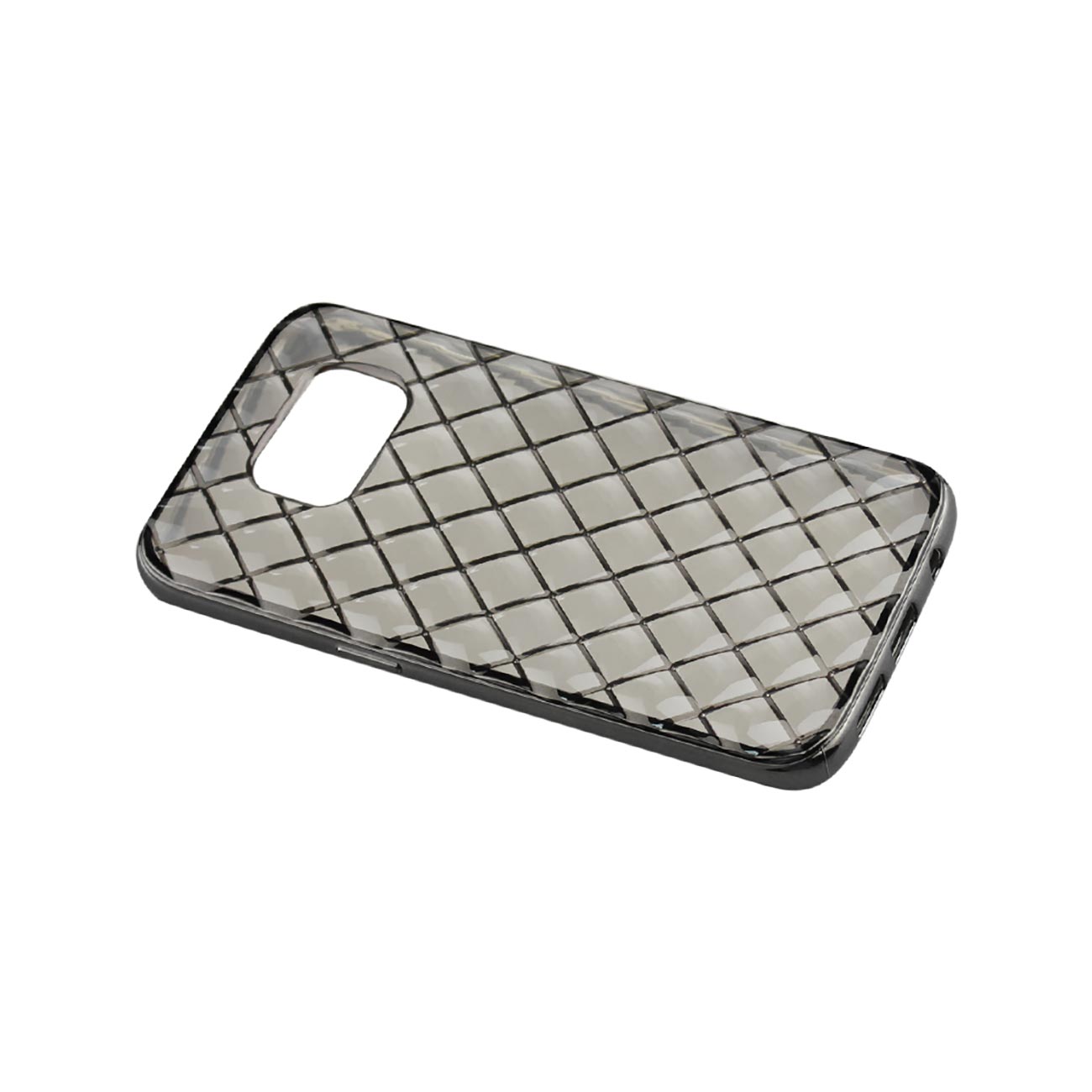 Samsung Galaxy S7 Flexible 3D Rhombus Pattern TPU Case With Shiny Frame In Clear