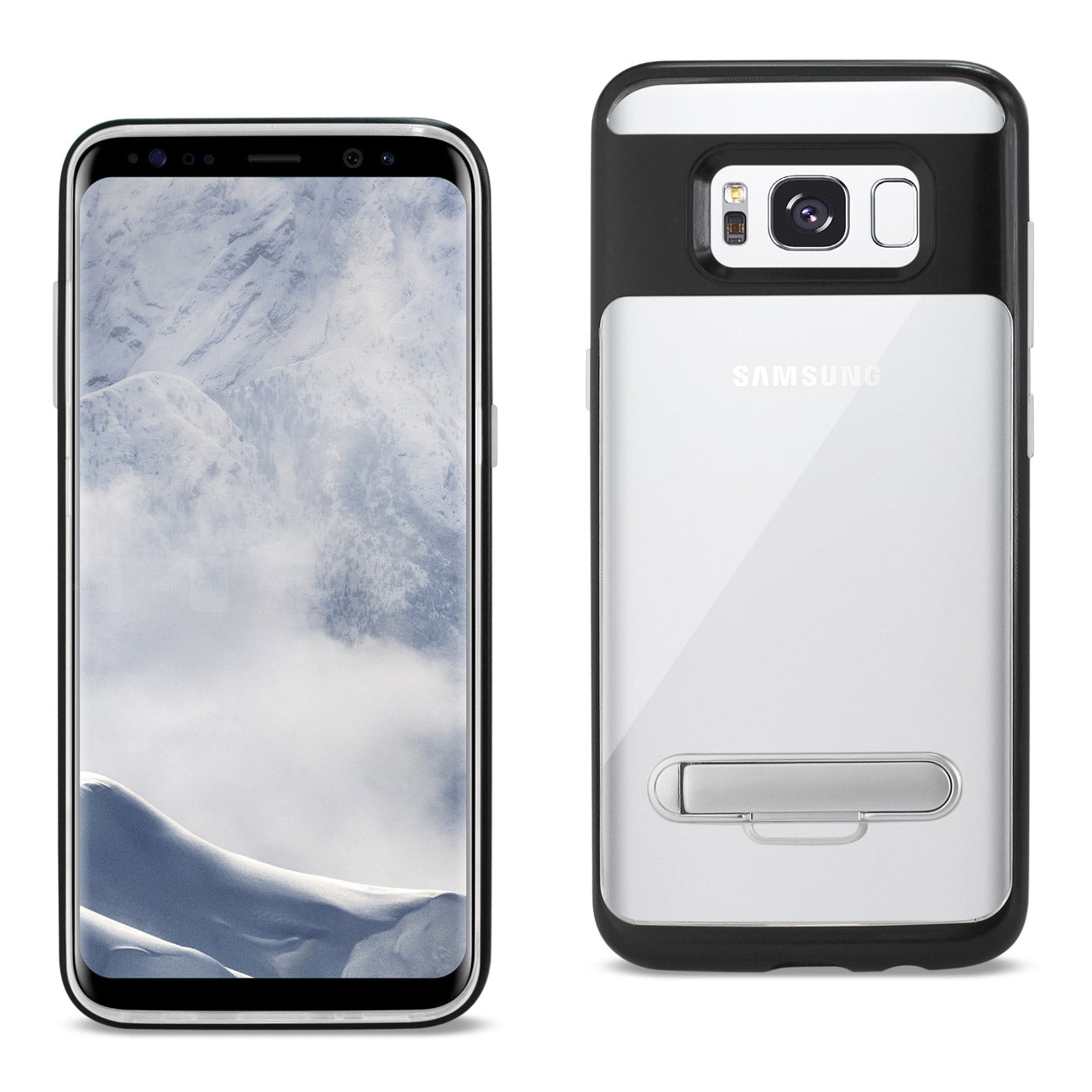 Case Bumper Kickstand Matte Inner Finish Transparent Samsung Galaxy S8 Edge/ S8 Plus Clear Black Color