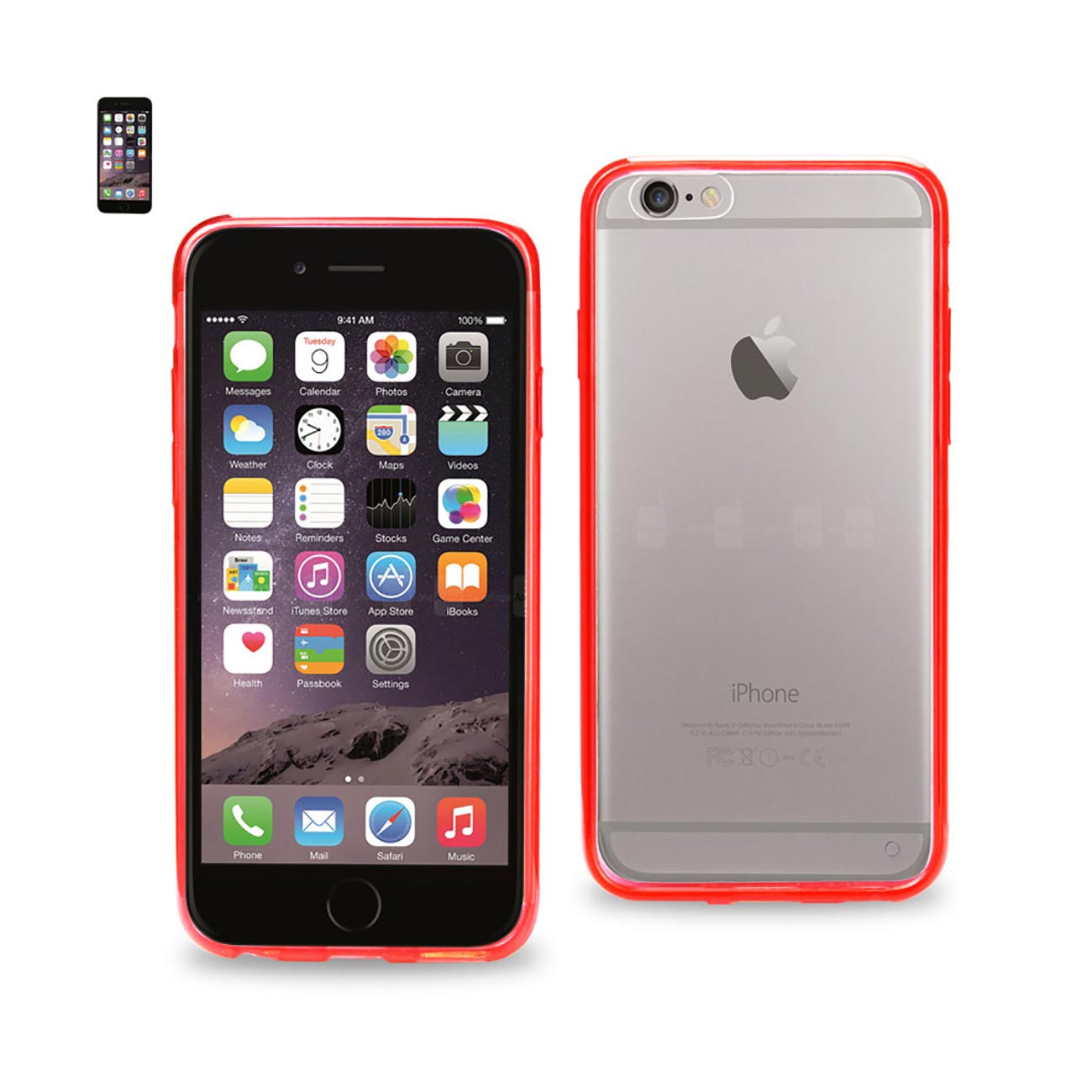 IPHONE 6 CLEAR BACK FRAME BUMPER CASE IN RED