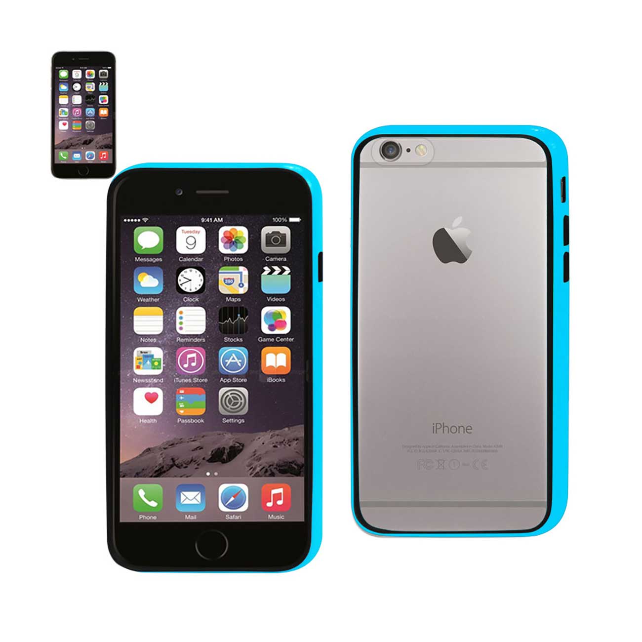 iPhone 6 Bumper Case With Tempered Glass Screen Protector In Blue