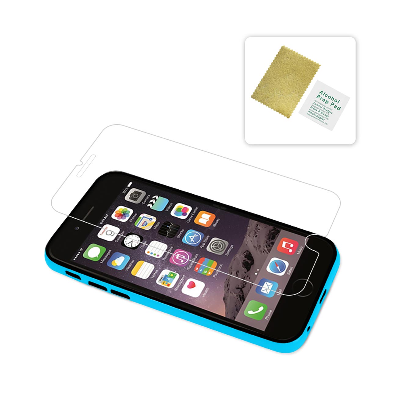 iPhone 6 Bumper Case With Tempered Glass Screen Protector In Blue