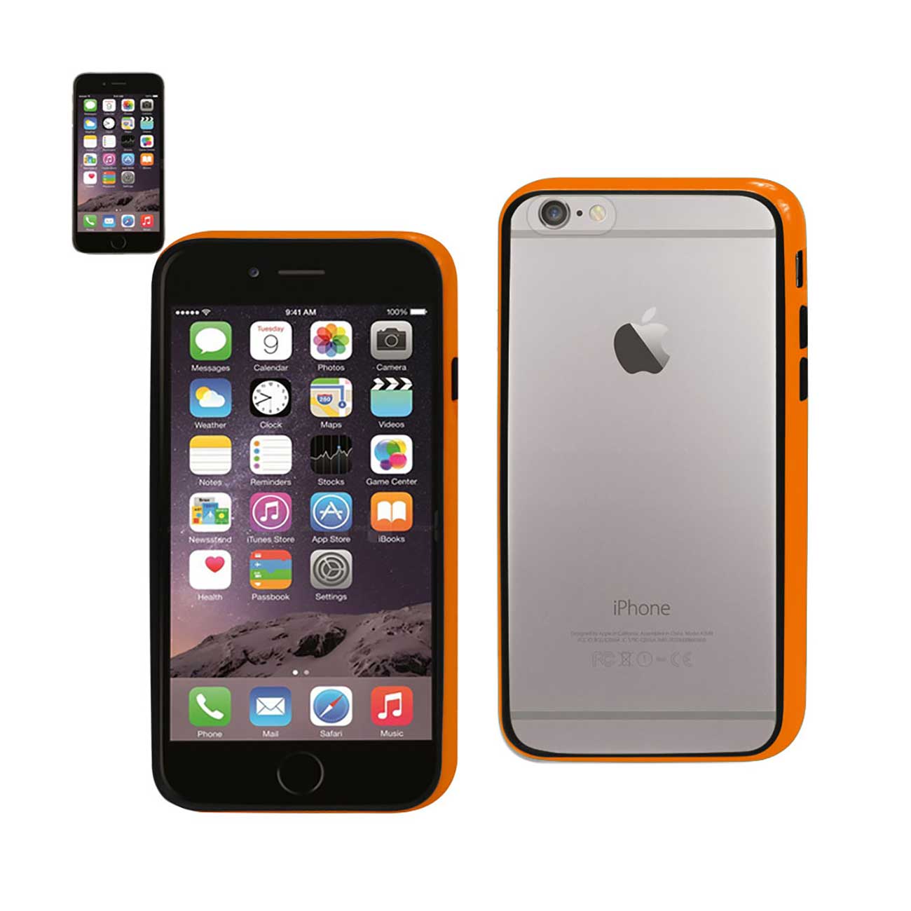 iPhone 6 Bumper Case With Tempered Glass Screen Protector In Orange