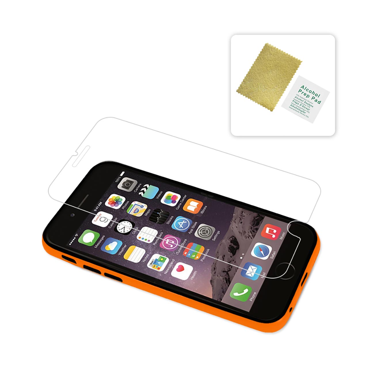iPhone 6 Bumper Case With Tempered Glass Screen Protector In Orange