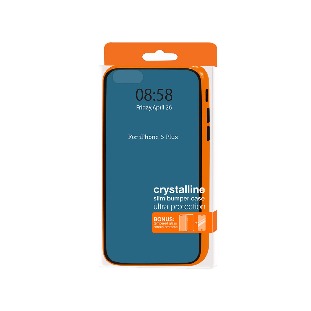 iPhone 6 Bumper Case With Tempered Glass Screen Protector In Orange