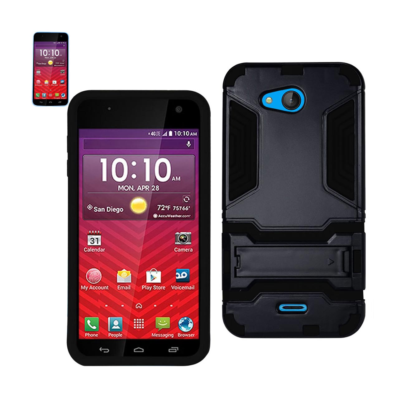 Kyocera Hydro Wave Hybrid Metallic Case With Kickstand In Black Navy
