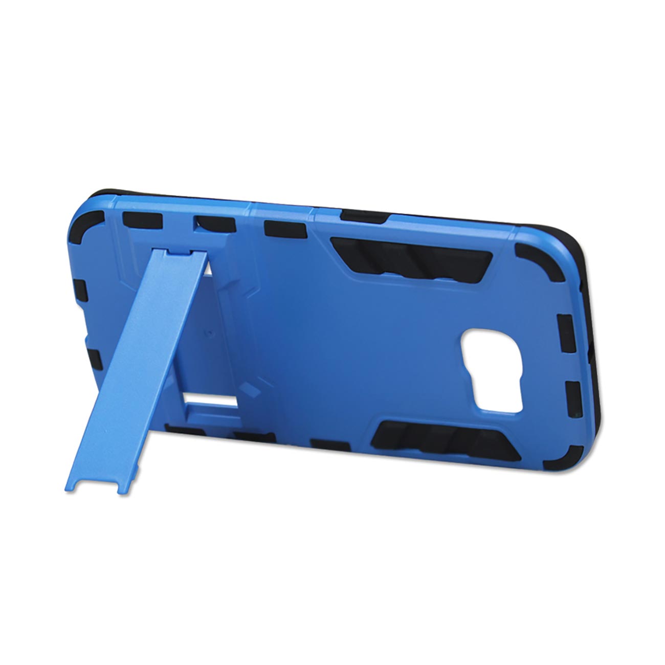 Samsung Galaxy S6 Edge Hybrid Metallic Case With Kickstand In Black Blue