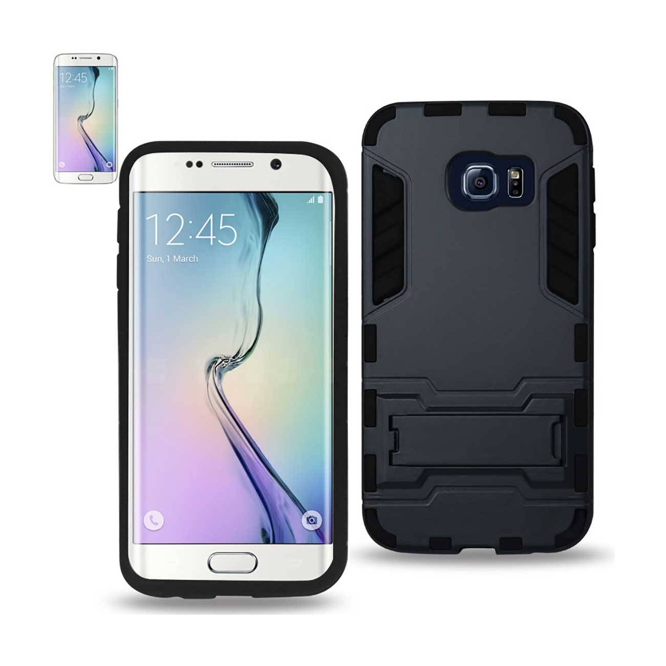 Samsung Galaxy S6 Edge Hybrid Metallic Case With Kickstand In Black Navy