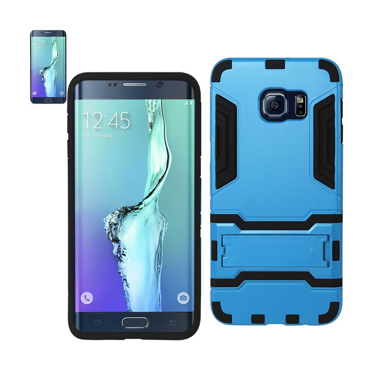 Samsung Galaxy S6 Edge Plus Hybrid Metallic Case With Kickstand In Black Blue