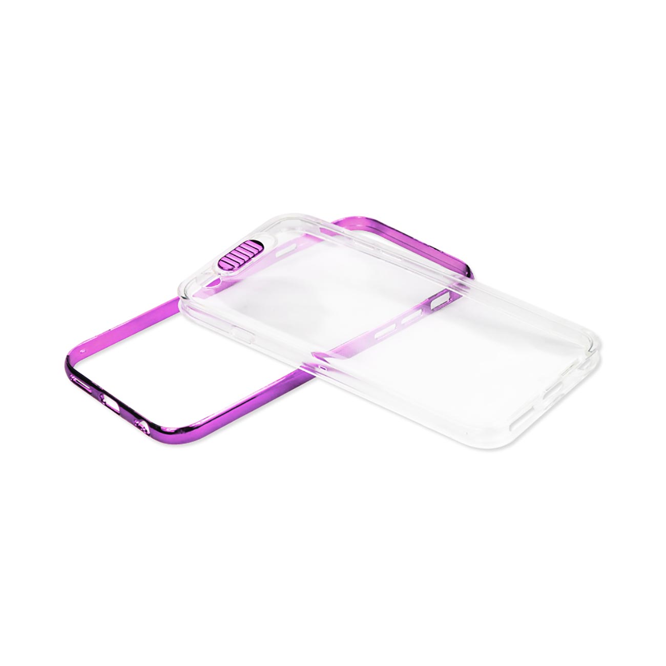 IPHONE 6 CLEAR BACK FRAME CASE WITH LED SWITCH LIGHT IN PURPLE