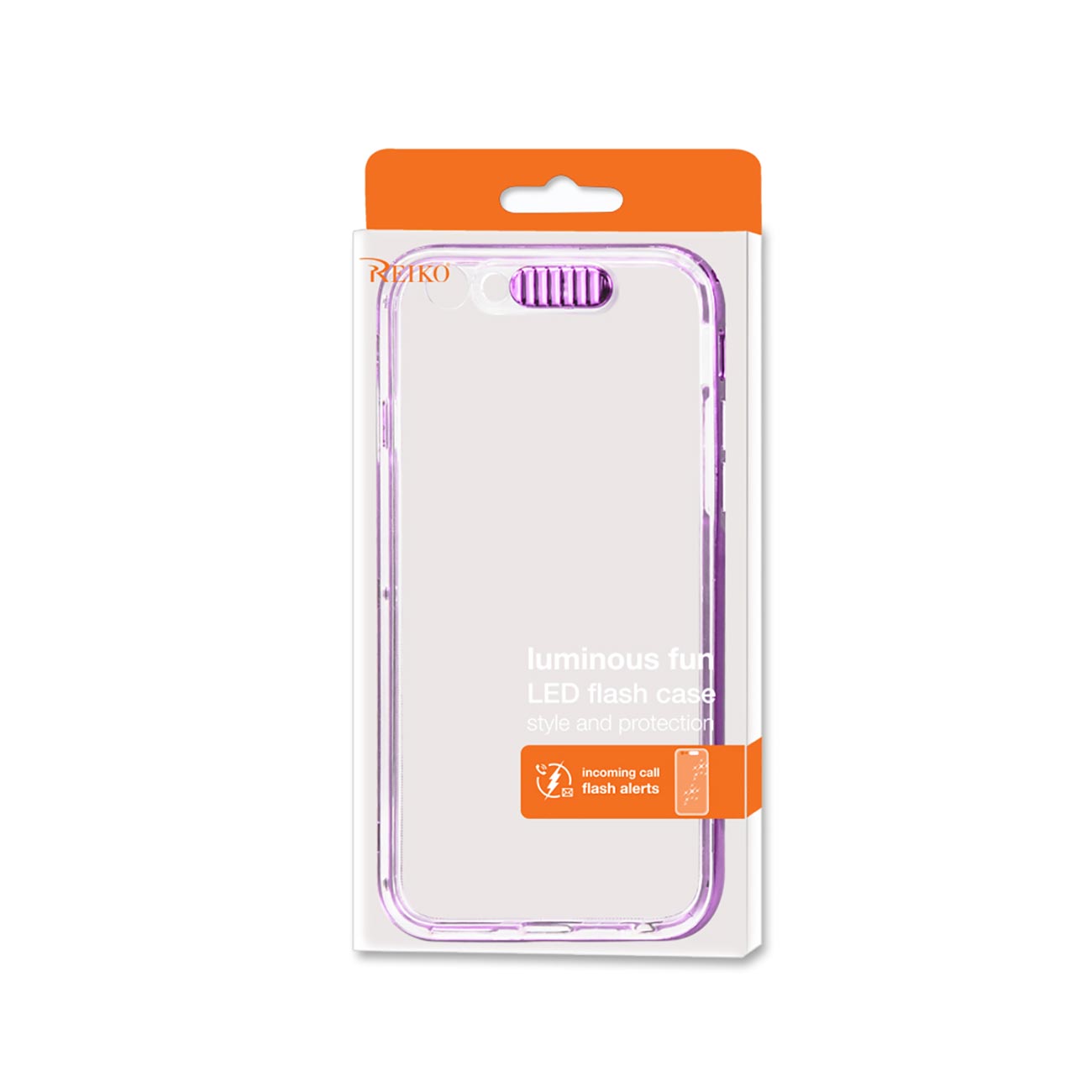 IPHONE 6 CLEAR BACK FRAME CASE WITH LED SWITCH LIGHT IN PURPLE