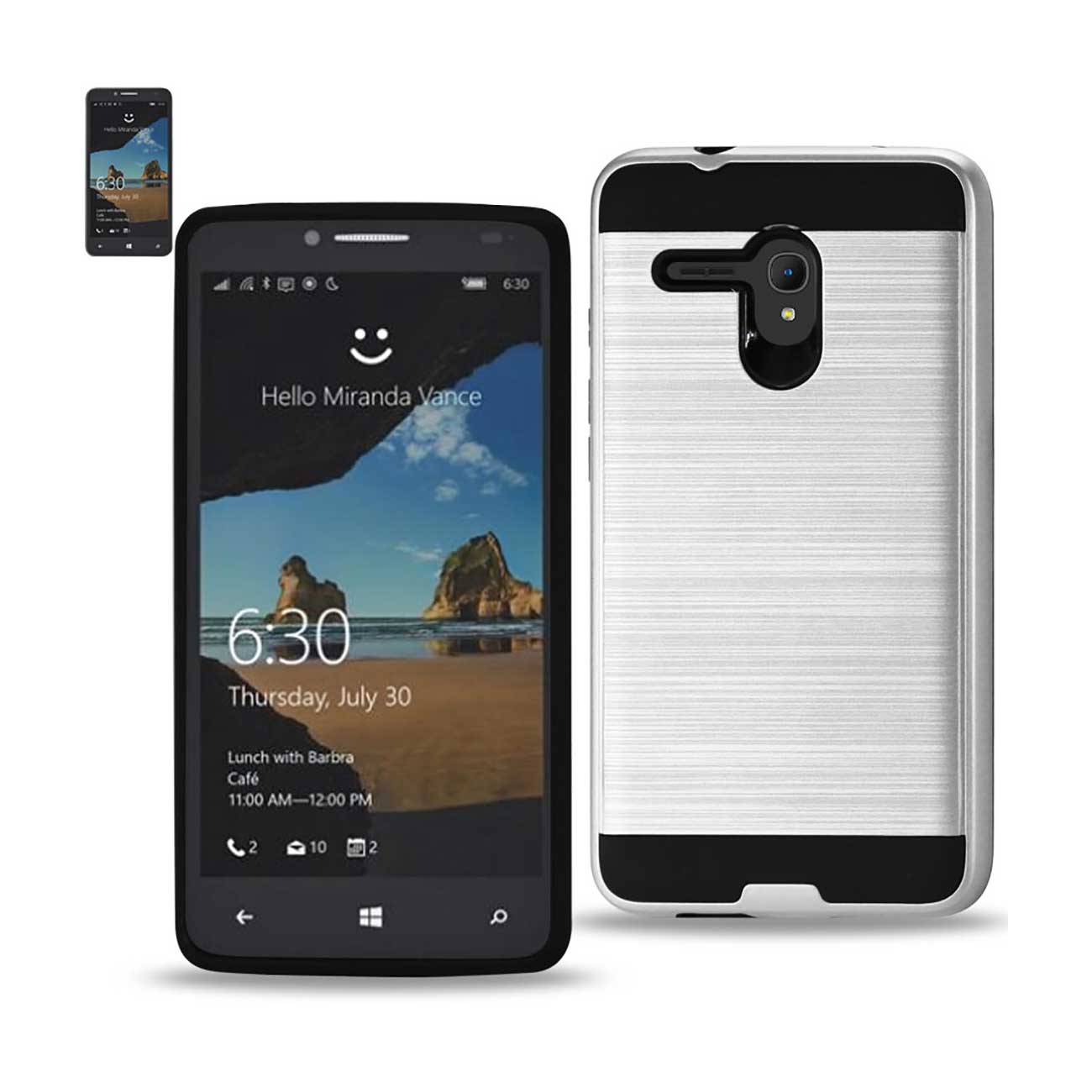 Alcatel One Touch Fierce Xl Hybrid Metal Brushed Texture Case In White