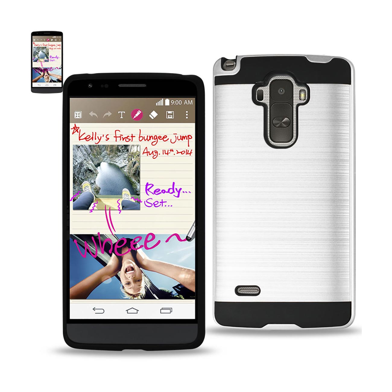 Case Brushed Texture Hybrid Metal LG G Stylo White Color